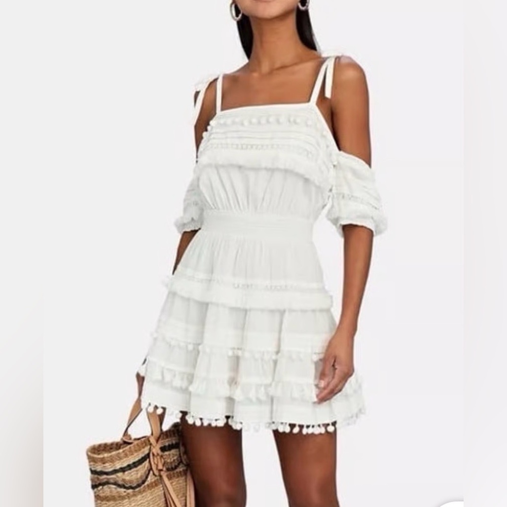 INTERMIX White Off-Shoulder Mini Dress